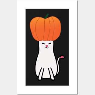 Halloween Pumpkin Cat Posters and Art